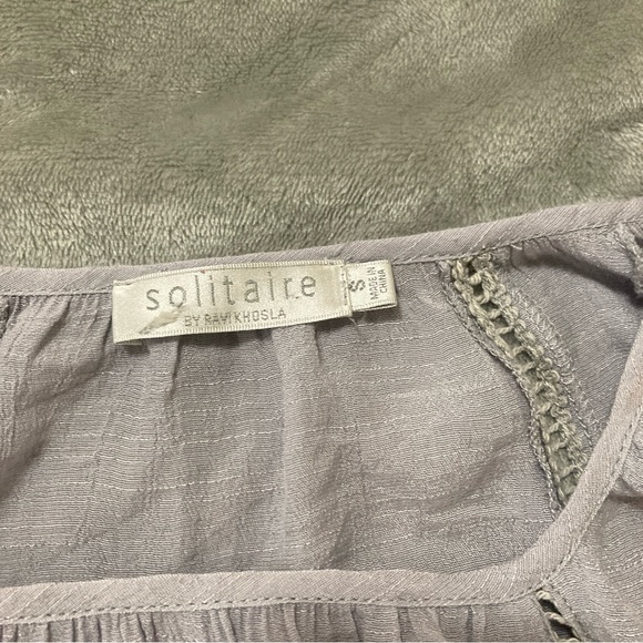 Solitaire Women’s Top Blouse Lavender Lace Flared Sleeve Pleated 3/4 Sleeve S - Picture 7 of 16